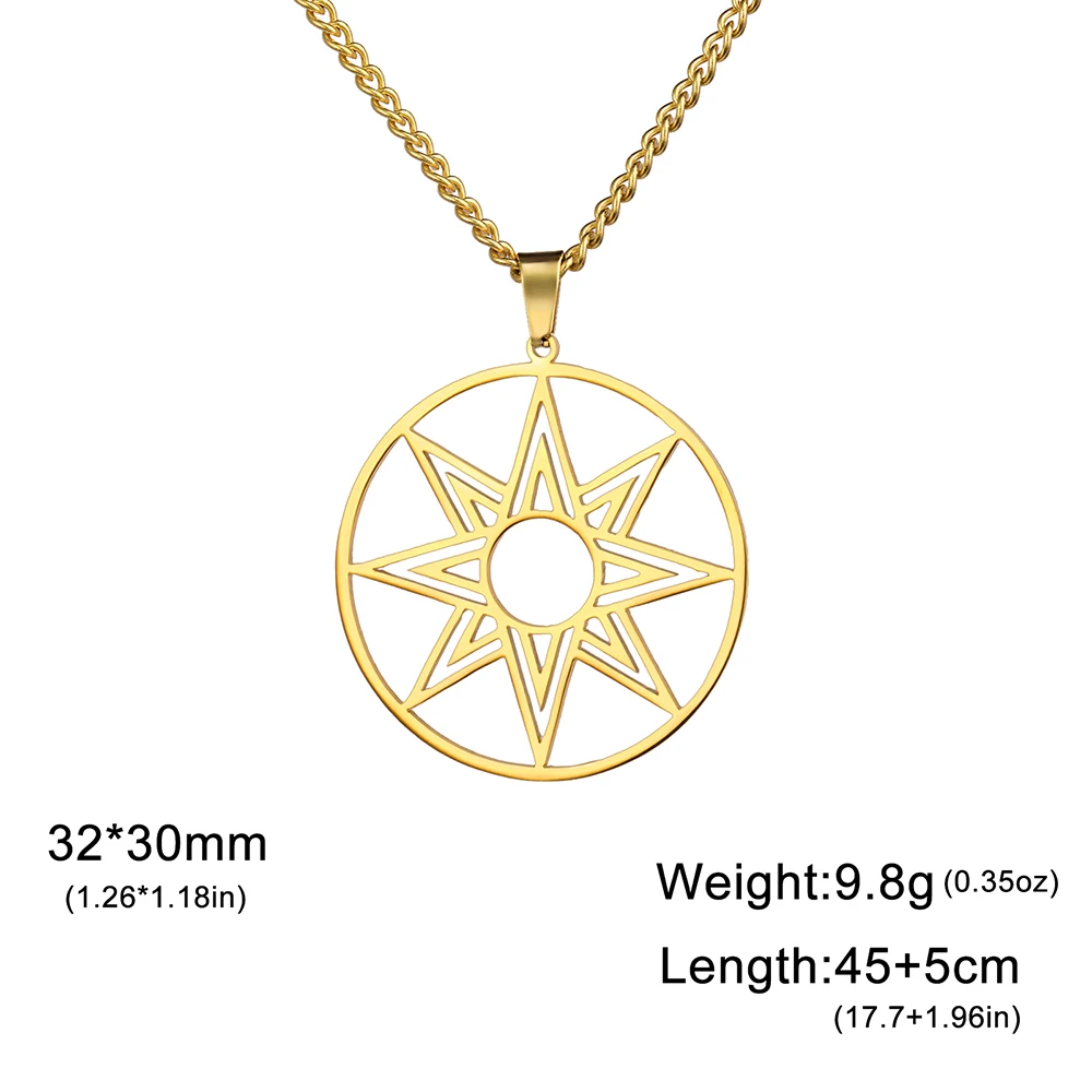 Dawapara Octagram Necklace Star of Ishtar Inanna Goddess Assyrian Star Pendant Stainless Steel  Ancient Greek Mythology Jewelry