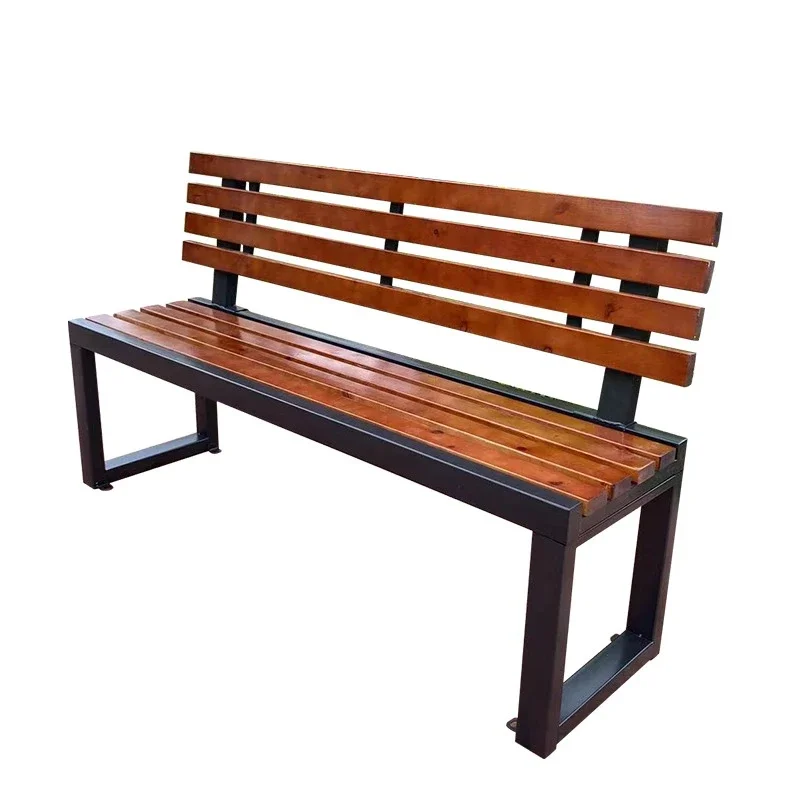 Outdoor bench preservative wood park rest back chair outdoor square small area long seat solid wood long