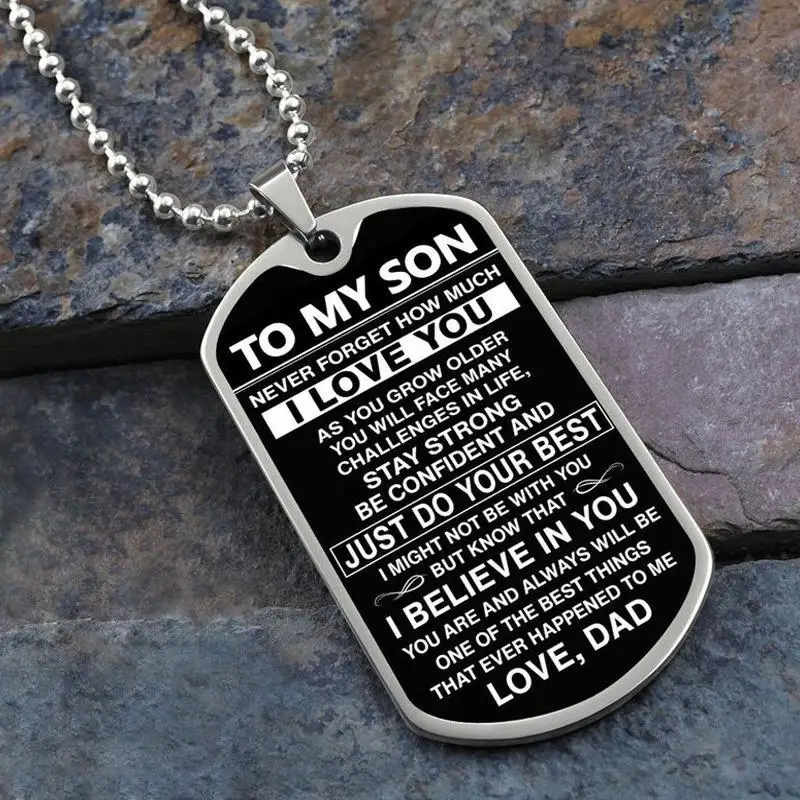 

To My Son - Never Forget How Much l love You - Dog Tag - Military Ball Chain