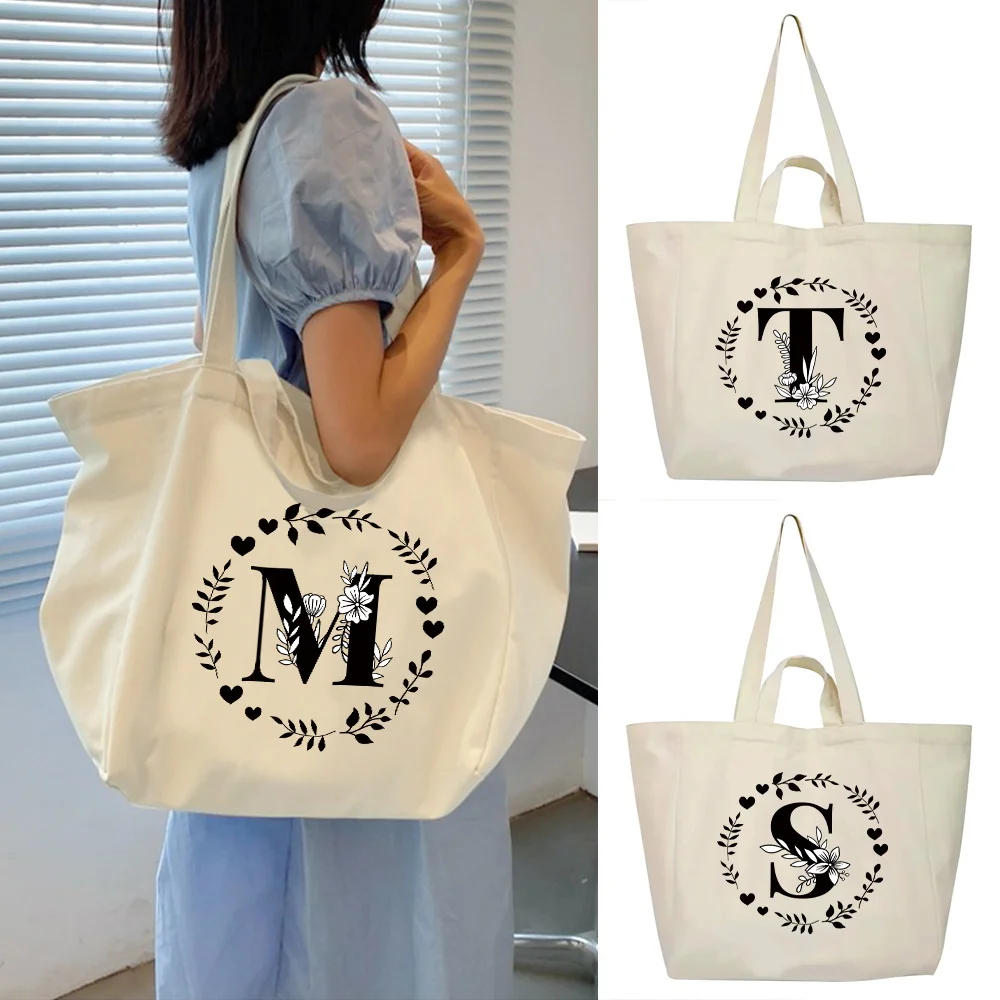 

Women Bags Shoulder Bag Portable Reusable Folding Tote Nurse Work Eco Storage Grocery Shoppers Handbags Garland Letter Series