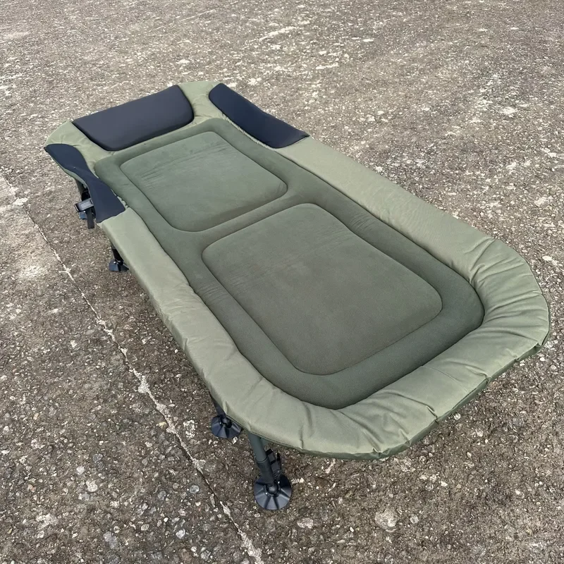 Modern Folding Carp Fishing Bed Chair with Powder Coated Steel Frame Reclining Massageable Outdoor Indoor Camping Rest Seat