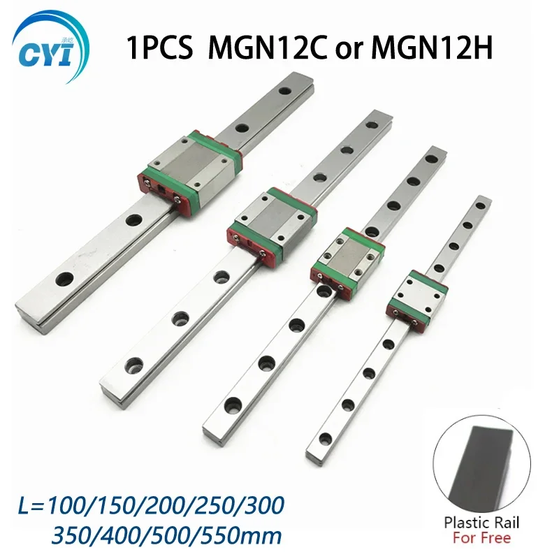 12mm Linear Guide MGN12 100 150 200 250 300 350 400 450 500 550mm+MGN12H or MGN12C block 3d printer CNC Long linear carriage