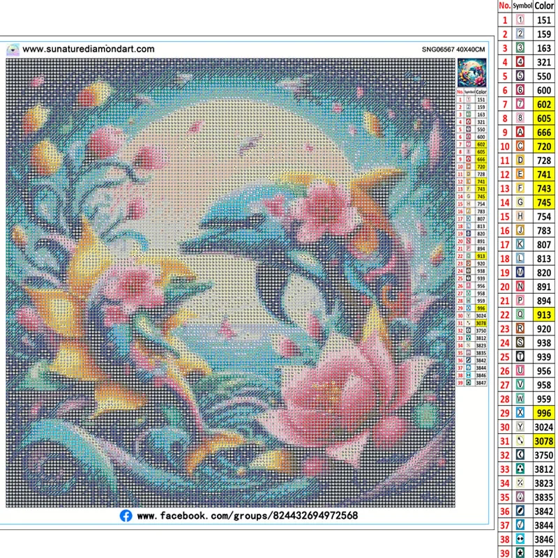 Sunature AB Diamond Painting Art Full Square Round Drills Dolphin Moon Diamond Painting Kits (5-10 AB Colors)