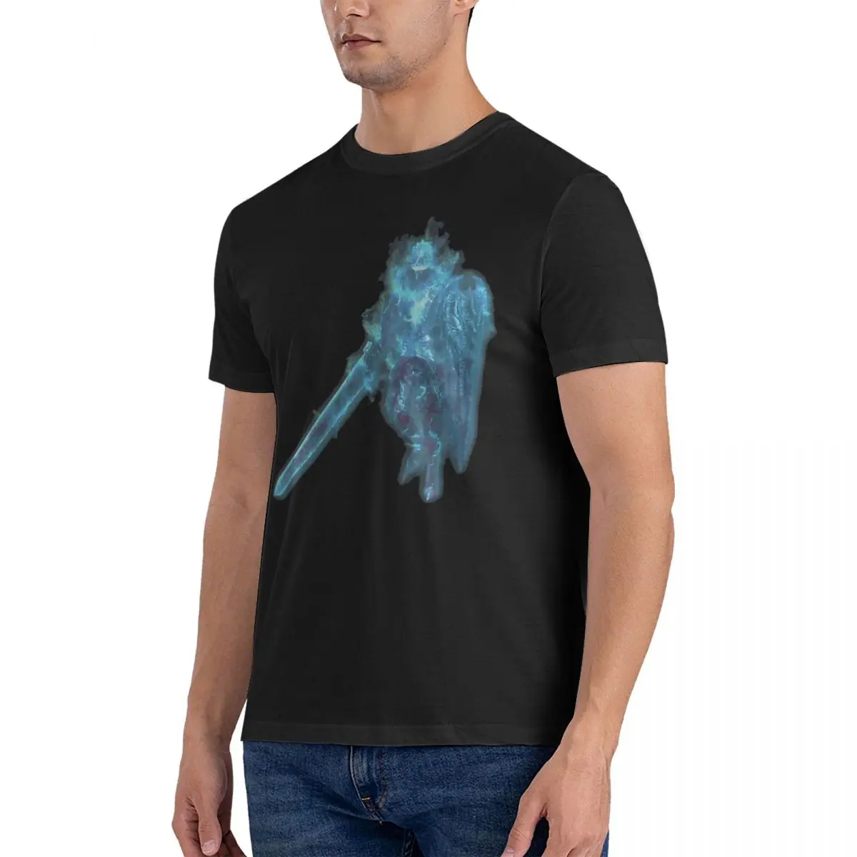 BLUE Men T Shirt Dragon's Dogma Vintage Tees Short Sleeve Round Neck T-Shirt Pure Cotton Party Clothes