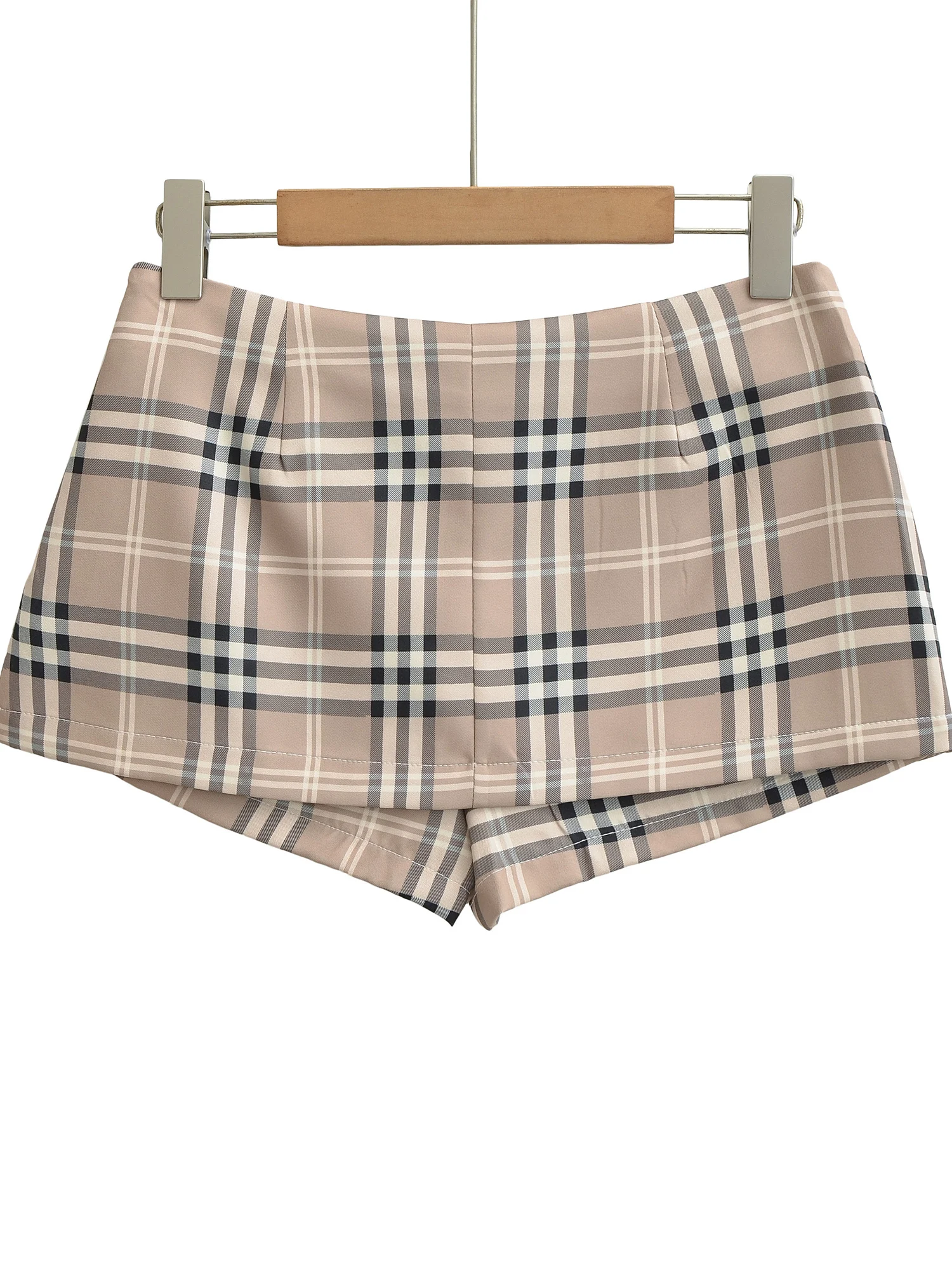 Low Waist Plaid  Skirt Women's Side Slit Midi Skirt Retro American Style Anti Exposure Wrap around Skirt Teenage Fashion