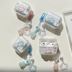 Korea INS 3D Star Love Heart Transparent Case For AirPods 1 2 Pro 4 Cases With Keychain Fashion Girl for Apple AirPod 3 Cover