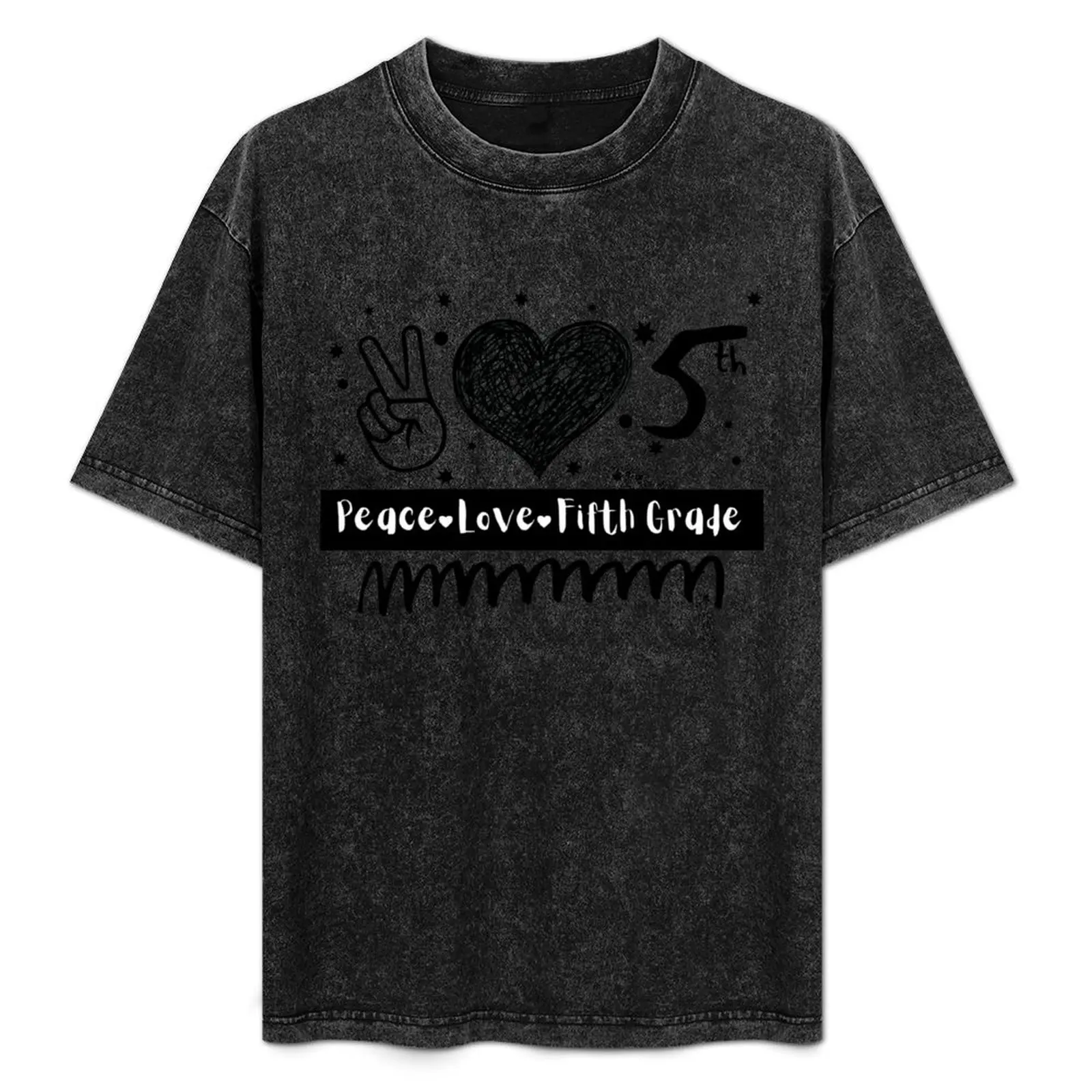 Peace Love 5th Grade T-Shirt vintage clothes oversized basketball graphic tees summer tops shirts men graphic