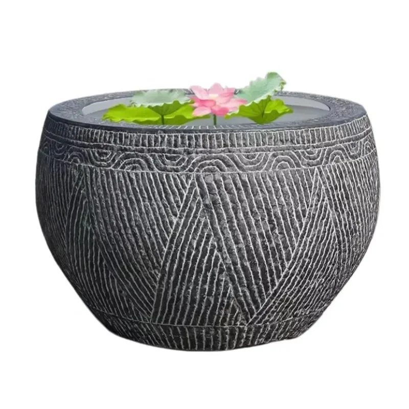 Custom Design Stone Carving Black Marble Flower Pot Stand Large Ready Made Stock Decorative Plant Holder Bracket