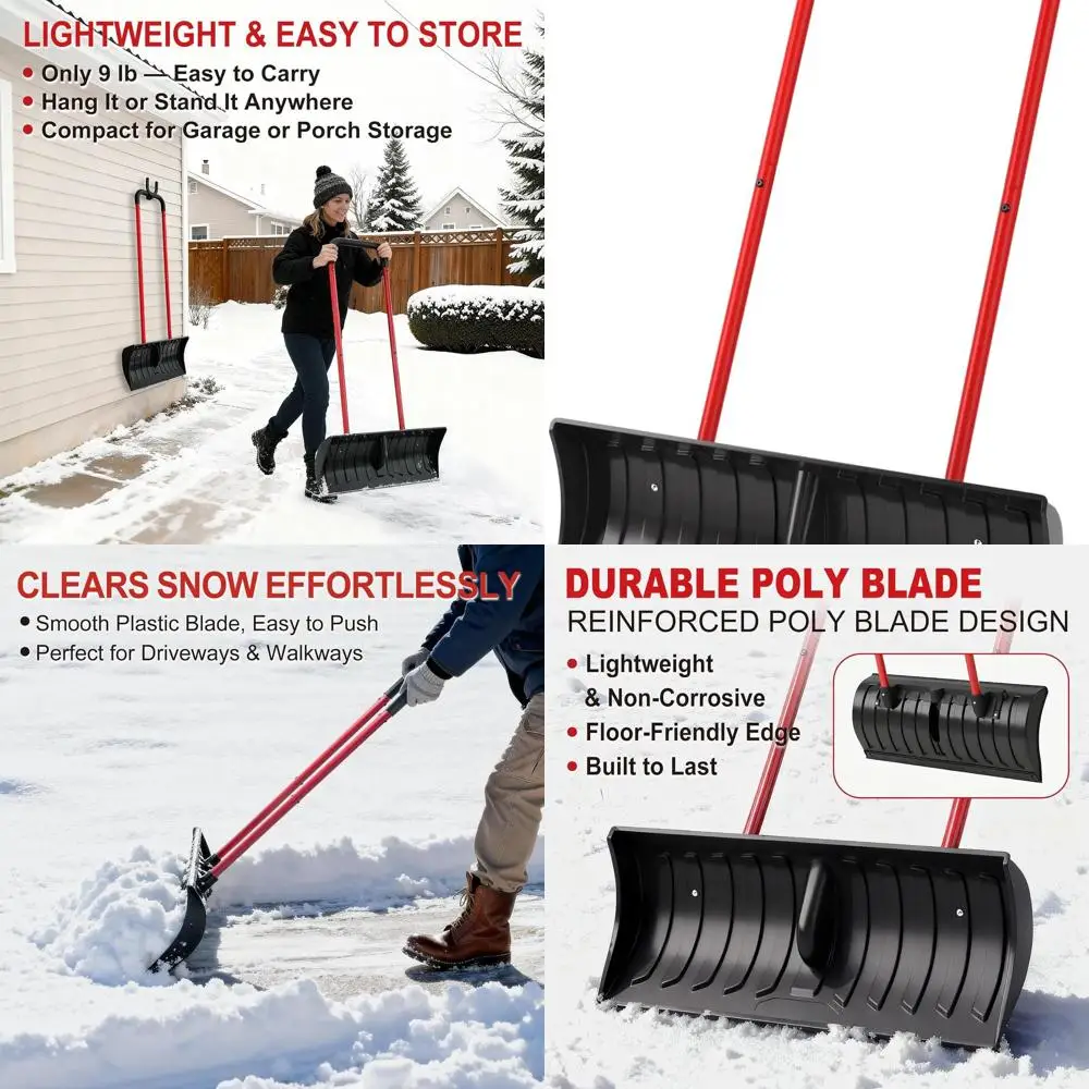 

Сверхмощная 30-дюймовая лопата для снега с эргономичной ручкой для эффективного удаления снега на подъездных дорогах и дорогах.