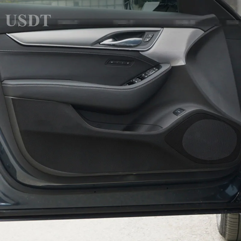 Voor Cadillac Ct5 Ct6 Ct4 Xts Xt5 Xt6 Atsl Interieuraccessoires Lederen Koolstofvezel Sticker Deur Anti Kick Cover Bescherming Mat