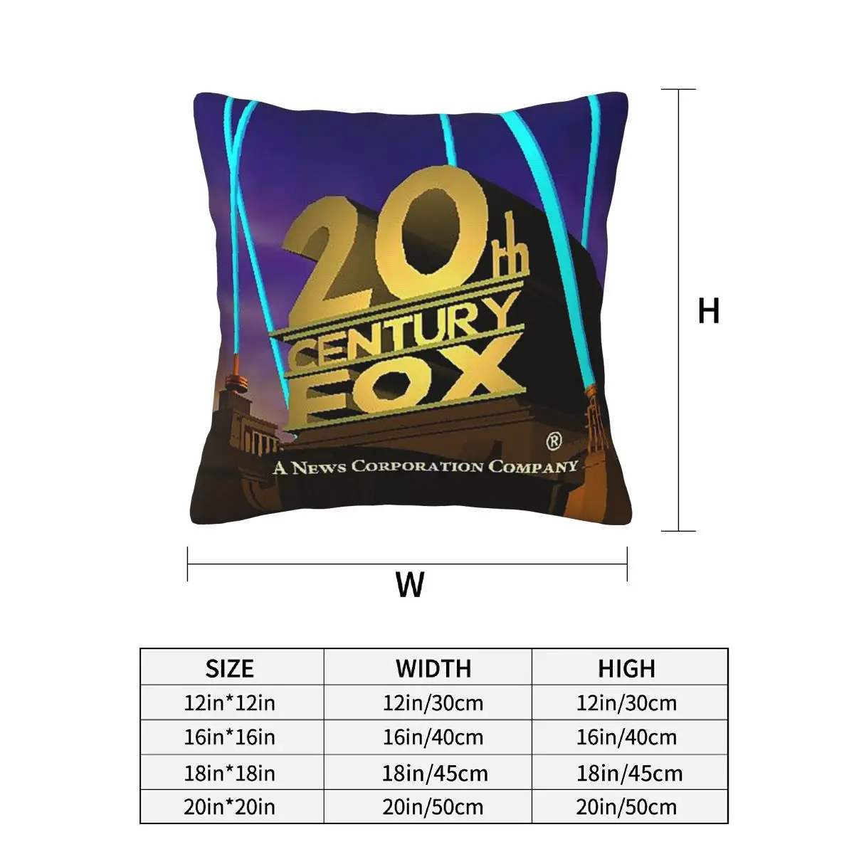 20th Century Fox 2 pcs Square Pillowcase Pillow Cover Cushion Decor Comfort Throw Pillow for Home Living Room