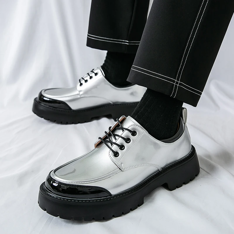 

Мужские летние новые кожаные туфли с круглым носком и яркой поверхностью, свадебные туфли для жениха, деловые формальные лоферы без шнуровки в британском стиле