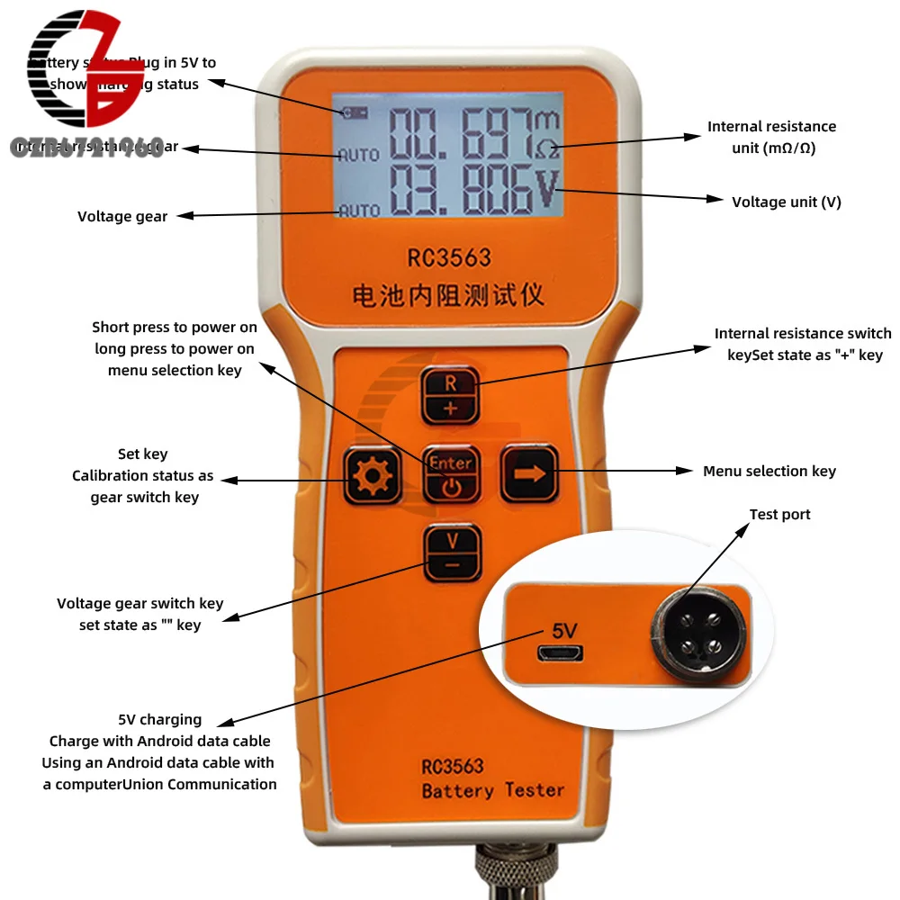 RC3563 18650 Tester rezystancji wewnętrznej napięcia baterii Precyzyjne narzędzia do testowania baterii litowo-żelazowo-fosforanowych Trithium