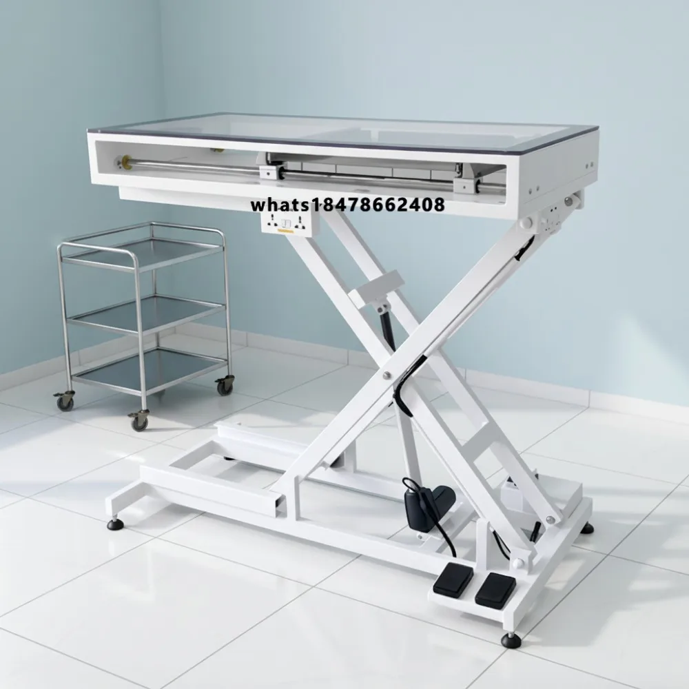 EUR VET X-ray operating table electric lift 32-104.5cm height adjustable, polycarbonate panel 4-way drawer 100kg load capacity