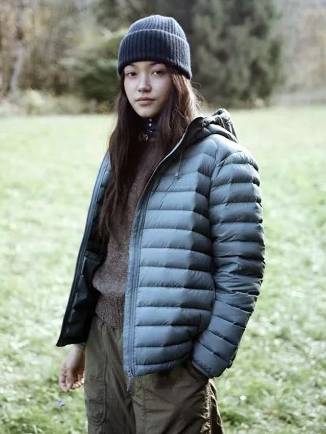 

Faionable Outdoor Lightweight Hooded down Jaet PREON Autumn Winter New Sle Sli Bone Design Commute Sle ort Length