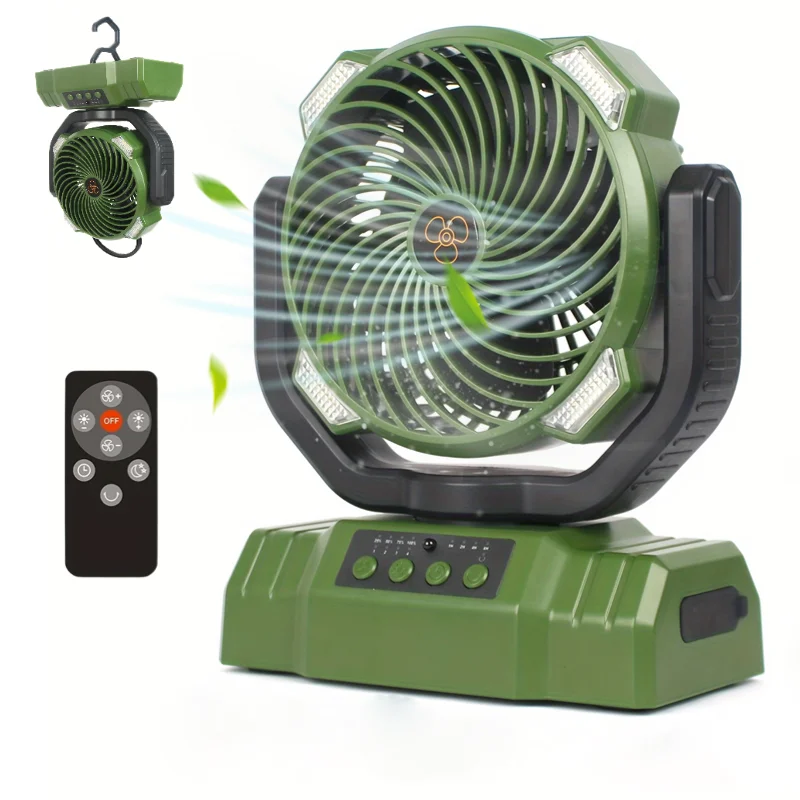 2024 New 10000mAh Camping Fan Rechargeable Outdoor Fan Ceiling Oscillating Fan Portable Air Conditioner Air Cooler with Lighting