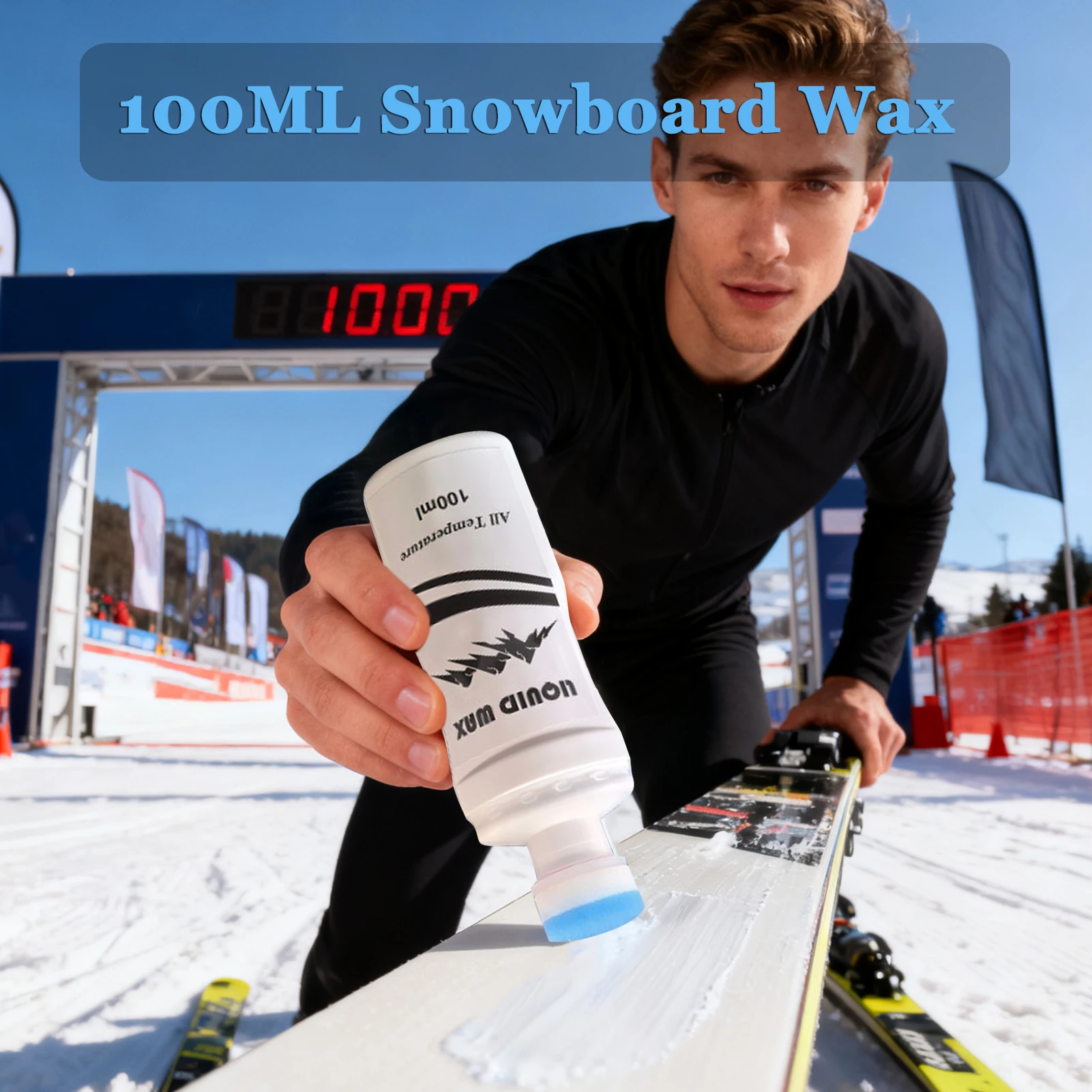 Cera líquida para esquí de 100ml, cera Universal para frotar, deslizamiento de larga duración con aplicador fácil para snowboard y esquís, todas las condiciones de nieve