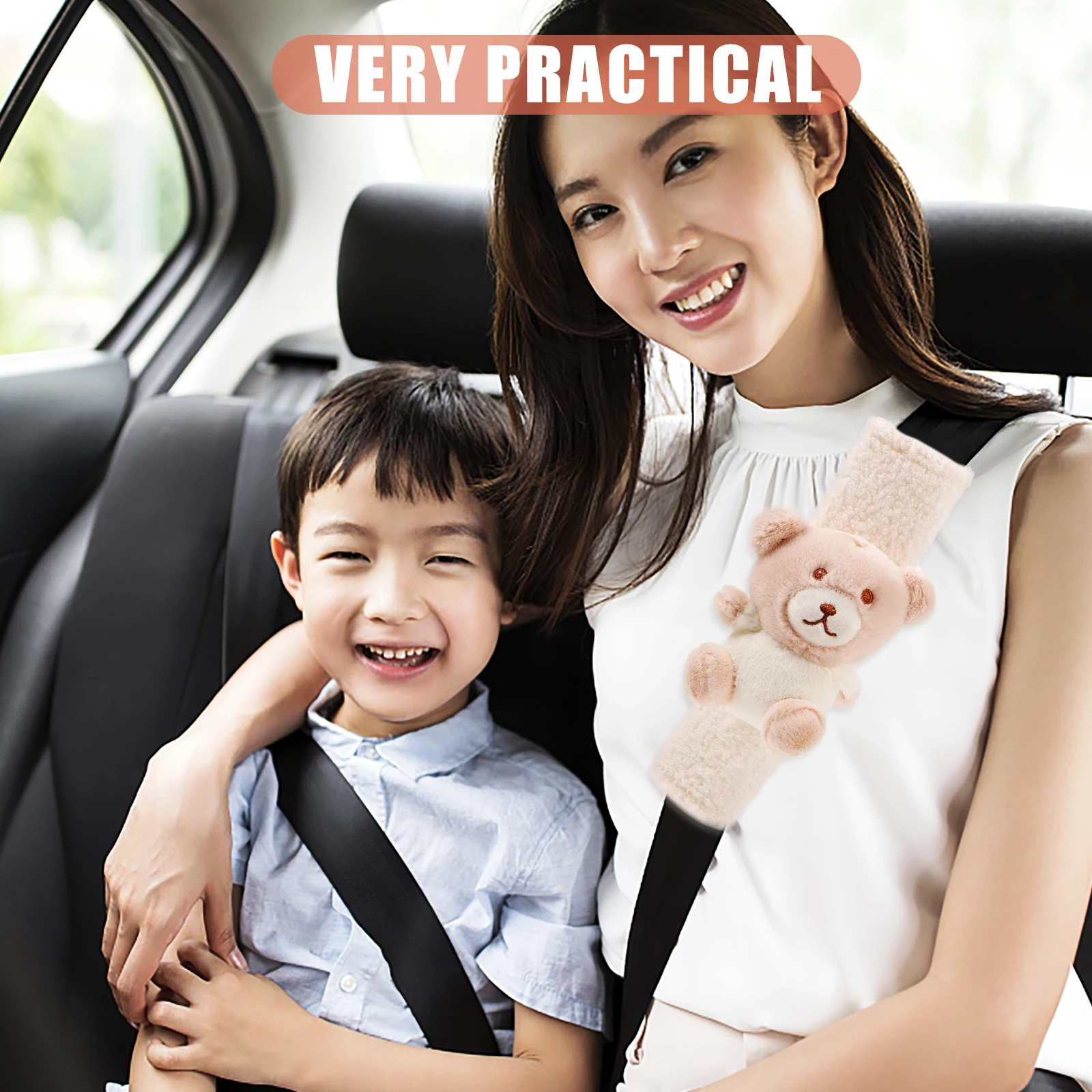 

Adorable Bear Cushion Cover Shoulder Pad Protector Auto Pad Cover For Adults Women Car Accessories Pads Car
