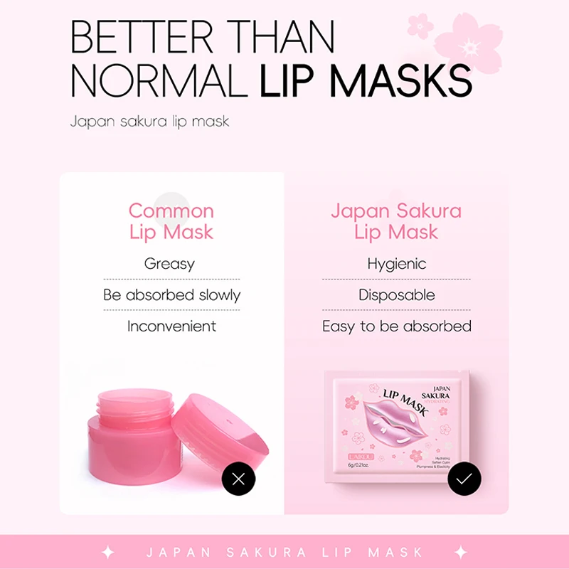 قناع الشفاه LAIKOU 5/10 قطع، العناية بالشفاه، ترطيب ترطيب، إصلاح خطوط الشفاه تفتيح، العناية بالجل الشفهي