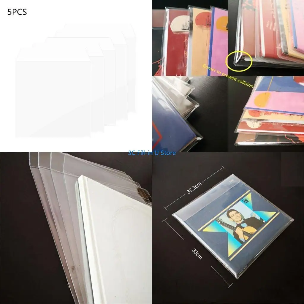 G8TA 5Pcs/bag Thickened PVC Material Outer Sleeve Record Protective Bag Cover Accs