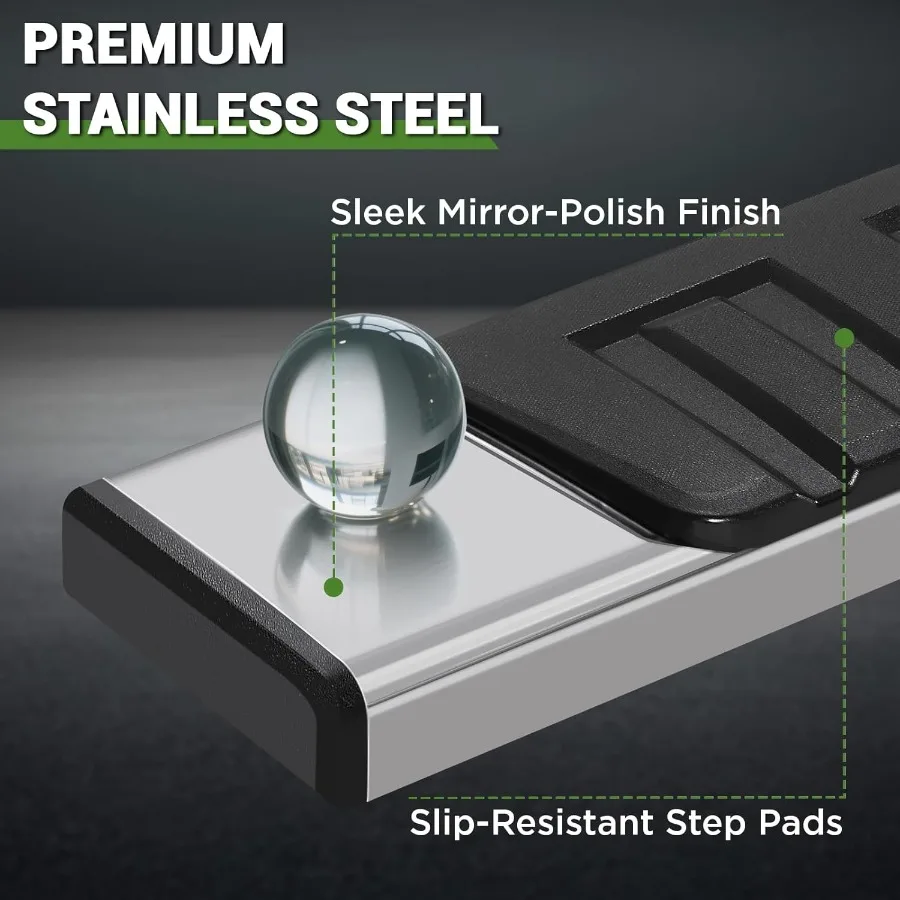 6 Running Boards Compatible with 20072018 Chevy Silverado 1500 Crew Cab Chrome Mirror Stainless Steel Side Steps Rails Nerf Bar