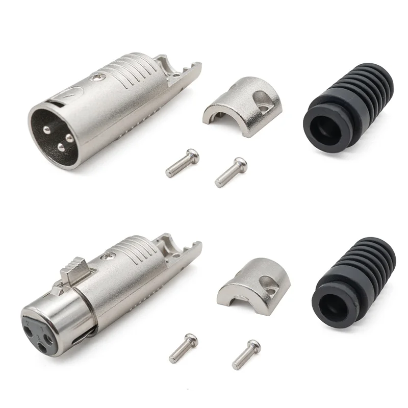 5/20/100PCS 3PIN XLR Connector Male Female MIC Plug Metal Cannon Cable  Microphone Audio Cables Plug Adapters