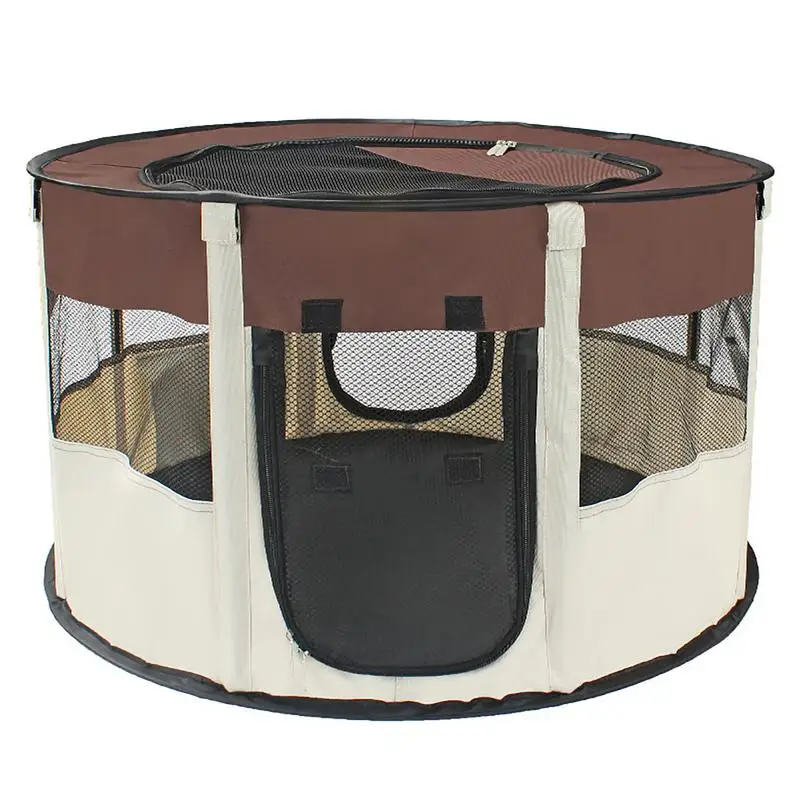 Pet Dog Cat Playpen Tent Crate Room Foldable Puppy Exercise Cat Cage Outdoor 360-degree Open Mesh Shade Cover Nest Kennel