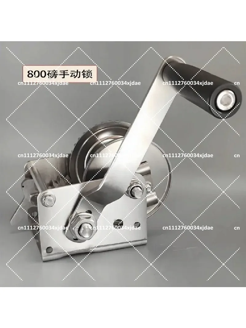 Stainless Steel Hand Crank Winch 2000LBS, Dual Direction Self Locking Manual Ratchet Winch for Boat Trailer ATV Off Road