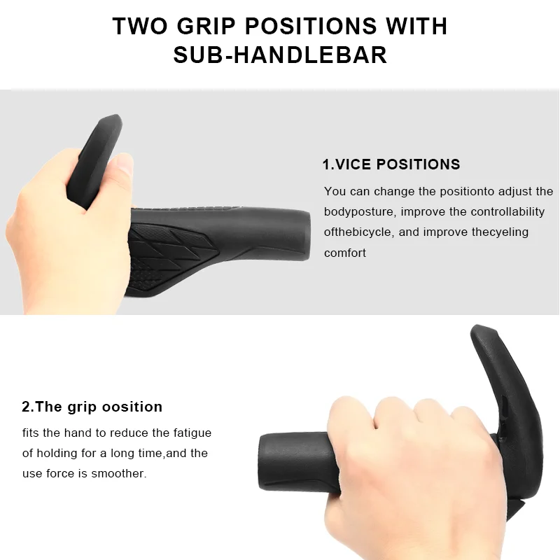 Bicycle Grips TPR Rubber Integrated Non-Slip Shock Absorption MTB Bike Handlebar Cover Ergonomic Horns Shape Cycling Accessories