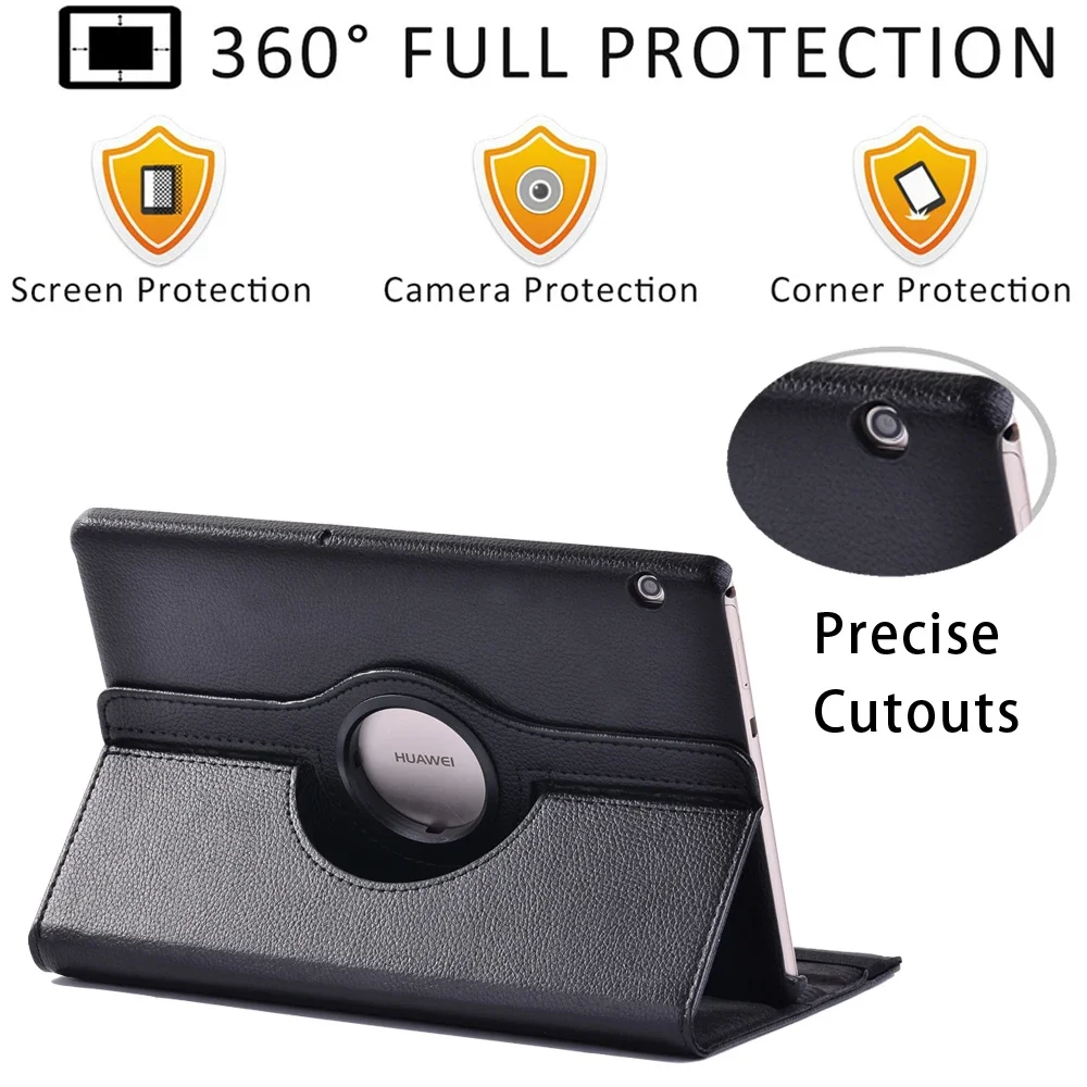 For Huawei MediaPad T5 10 10.1 Inch/T3 10 9.6 Inch 360 Rotation Smart Drop Resistance Tablet Cover Case + Stylus