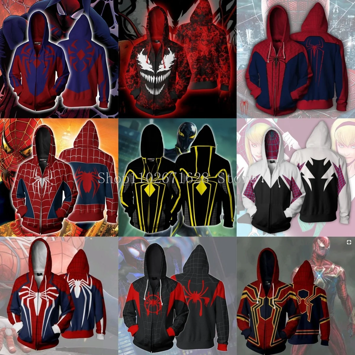 Smile Hero Spider Print Zipper Hoodies pour hommes et femmes, Miles Morales, Sportedly 3D Hooded, Boy Girl Cosplay Costume Jacket, School Uniform