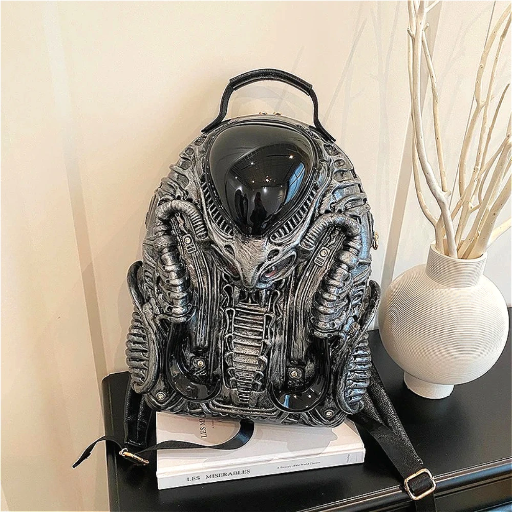 Designer Acrylic Bags Punk Super Cool Backpack New Stylish Creative 3D Alien Monster Backpacks for Unisex， HOT Younger Style