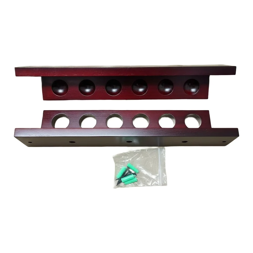 

Wall Mounted Wooden Cue Rack For Pool & Snooker, 6 Slot Cue Holder Storage Solution For Home Game Room, Bar Or Club Setting