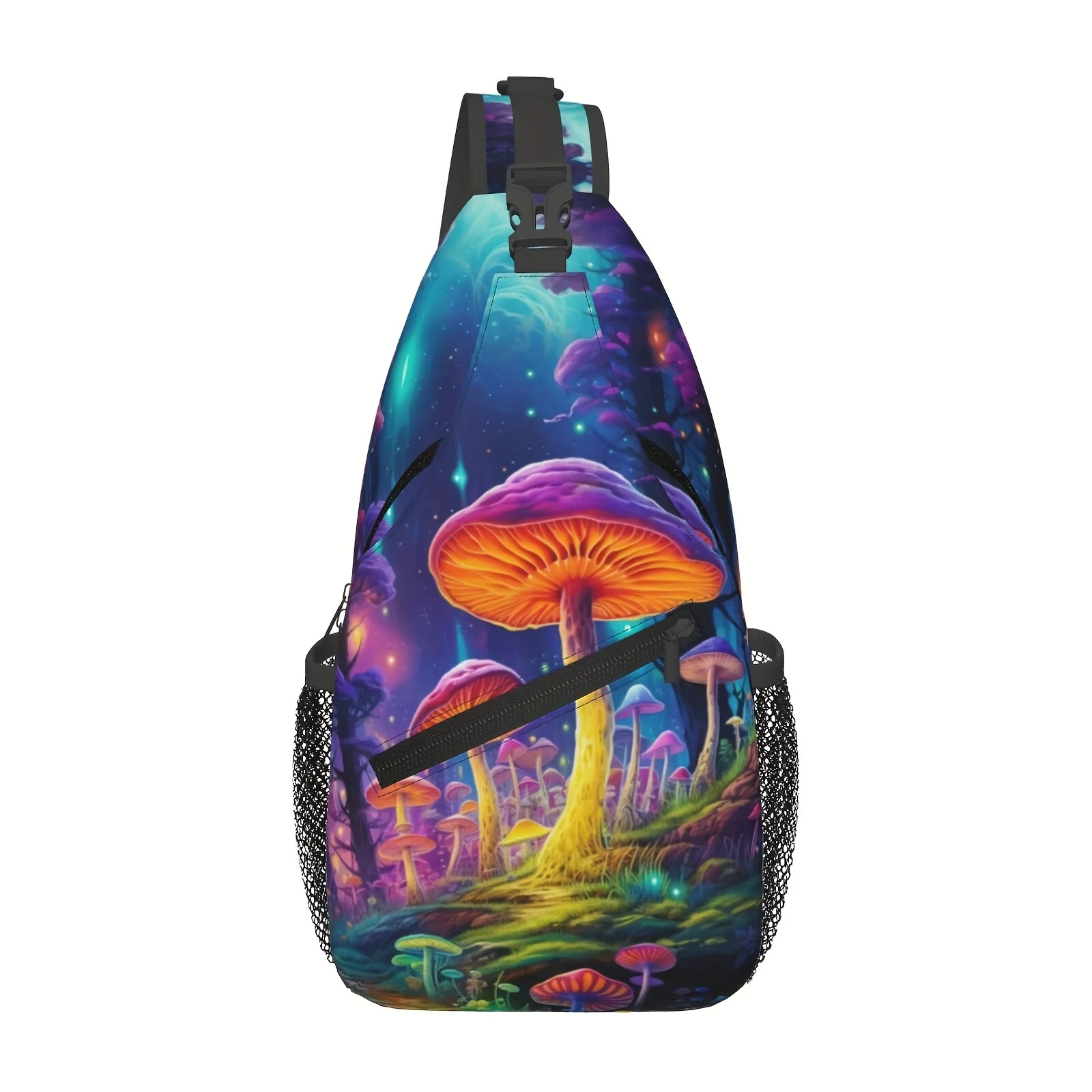Large Capacity Folding Hiking Backpack with Print Chest Bag Durable Crossbody Shoulder Bag Suitable for School Travel