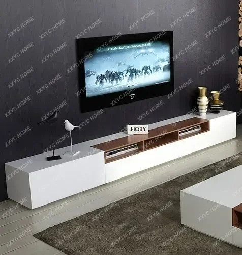 Paint Square Coffee Table Living Room TV Cabinet and Tea Table Combination Audiovisual Cabinet Tea Table Complete Set  FT