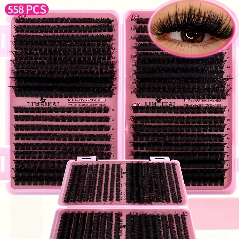 Large-capacity thick single-cluster mixed style false lashes (80D - 150D) with exaggerated dramatic effect thick lash clusters