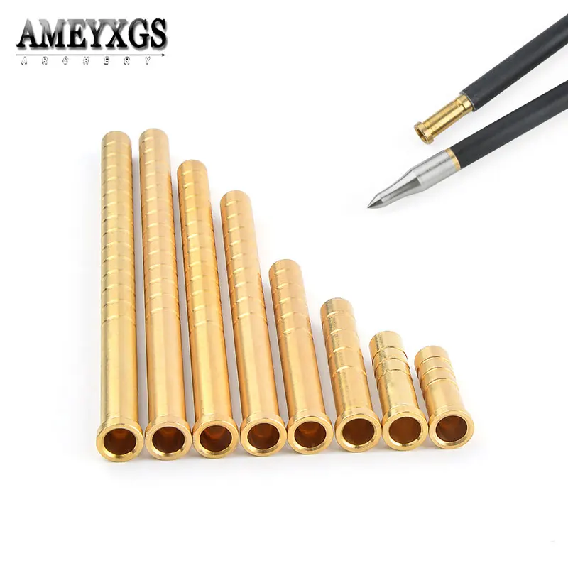 

6/12pcs Archery Arrow Insert 38/50/100/150/200/250/300 Grain Brass Material for ID 6.2mm Carbon Arrow Shaft Bow Shooting Hunting