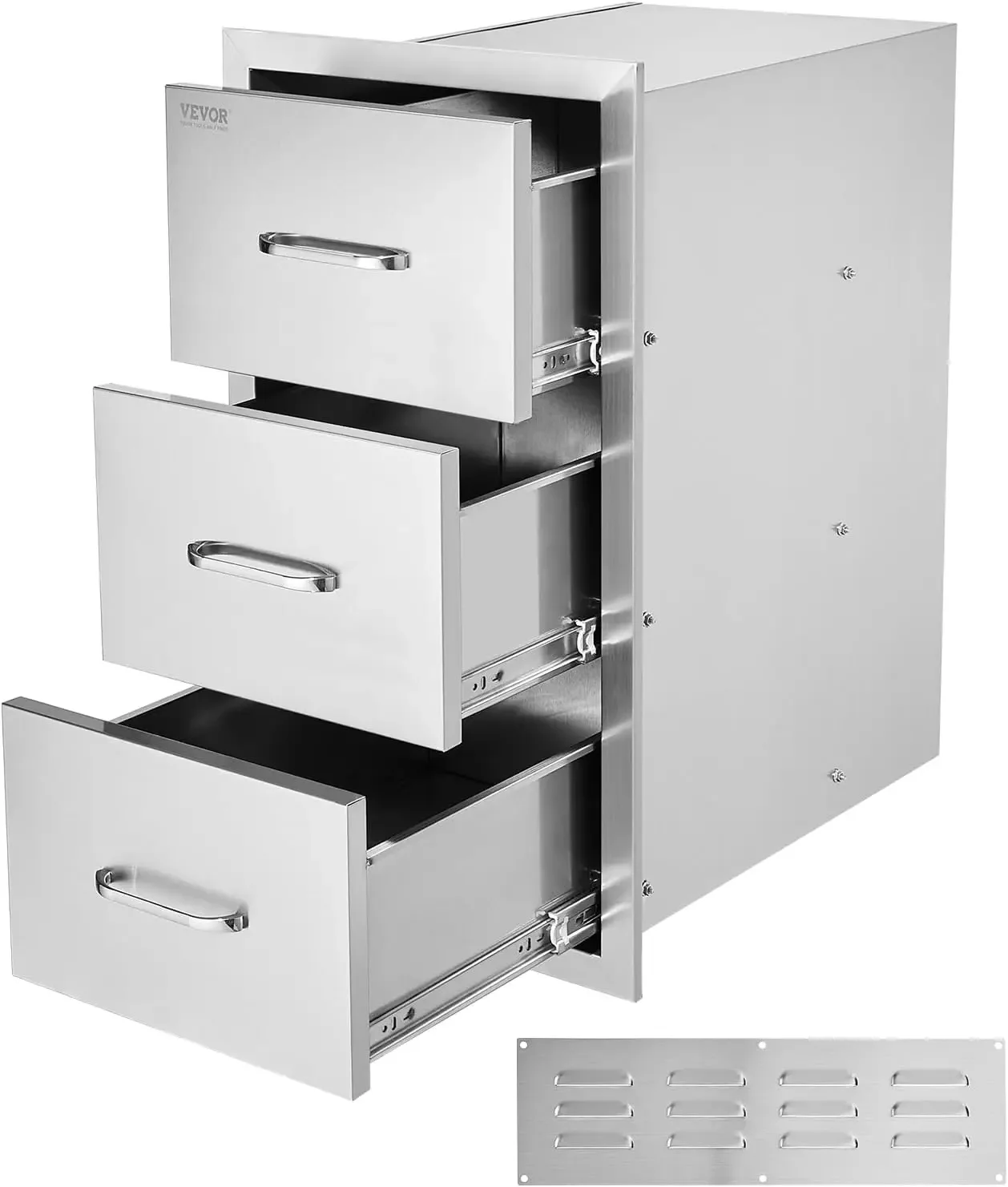 

Outdoor Kitchen Drawers 16" W x 28.5" H x 20.5" D, Flush Mount Triple Access BBQ Drawers with