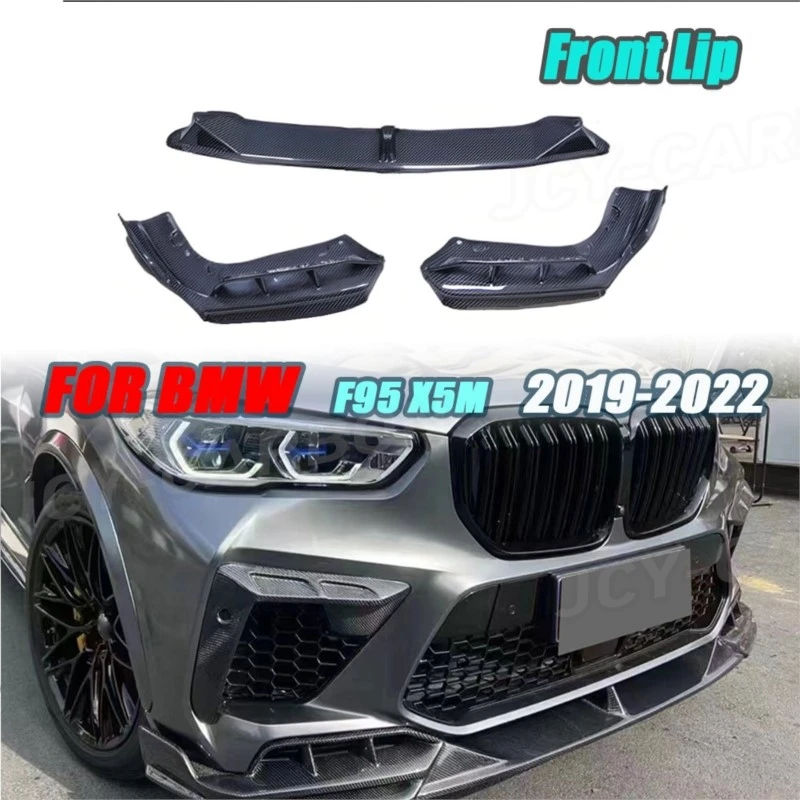 

JCYECF Real Carbon Fiber For BMW F95 X5M 2019-2022 car Front Bumper Lip Spoiler Front Lip Chin Apron Bodykit External Decoration