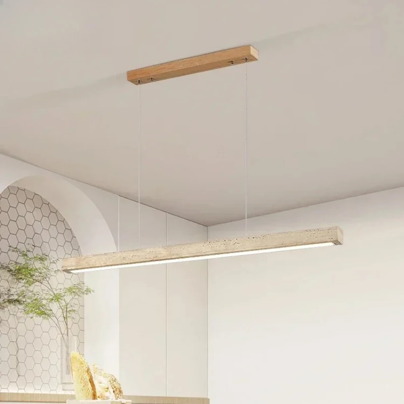 Wabi Sabi Stone Long Strip Pendant Lamps Hanging Lamp Kitchen Island Bar Dining Table Minimalist Dining Room Led Light Fixture