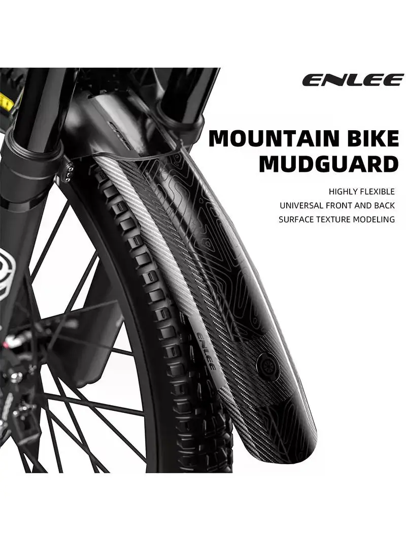 AliExpress NONE ENLEE Mountain Bike Mudguards Downhill Bike Extended And Widened Rain Guards Carbon Fiber Texture Universal For Front And Rear