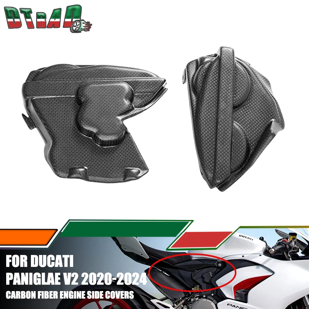 

New For DUCATI Panigale V2 2024 2020-2023 Carbon Fiber Engine Case Cover Protecion Side Panels Fairing Motorcycle Modified Parts