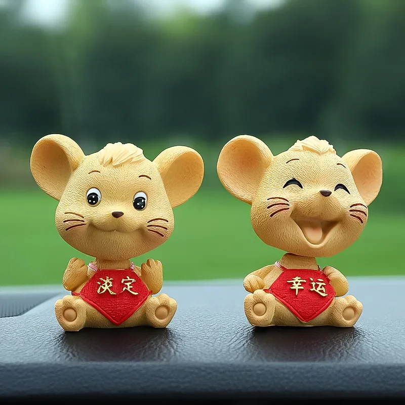 New car decoration cartoon shaking head happy mouse interior decoration resin  car accessories