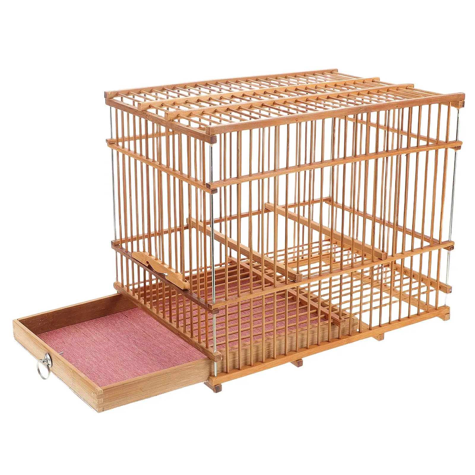 Bamboo Woven Small Bird Cage Outdoors Bird Carrier Case Portable And Lightweight Parrot Cage For Finch Canary And Parakeet