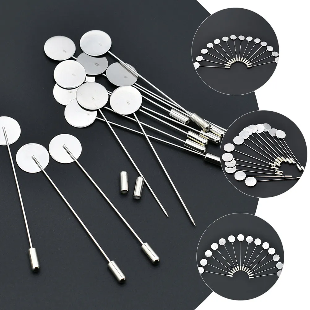 10Pcs Stainless Steel Lapel Pins Round Tray Brooch Pins for Men Women Suit Tie Jacket Corsage Bouquet Boutonniere DIY Costume view 6