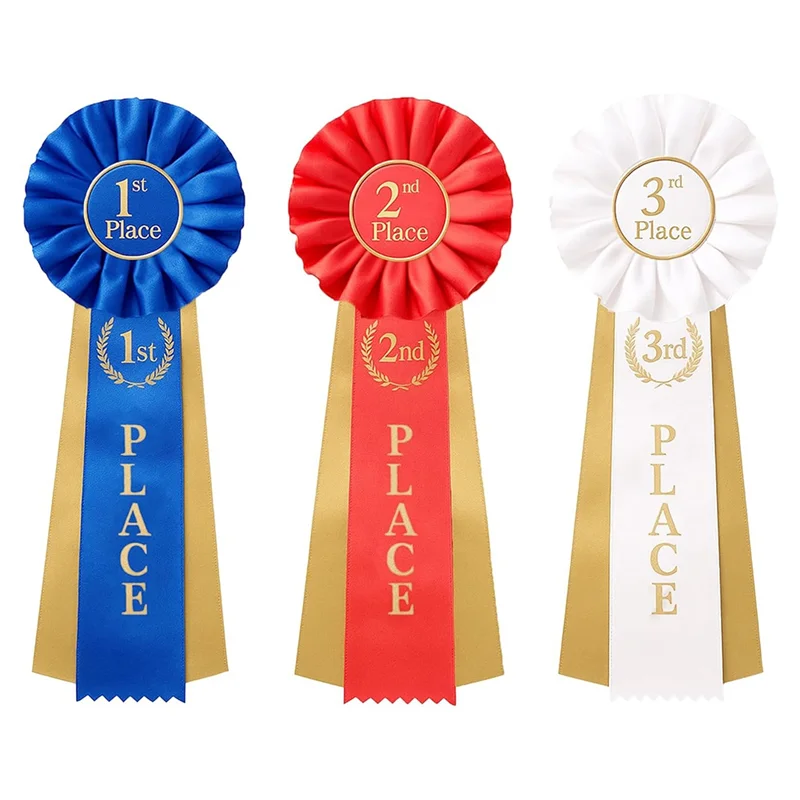 

Award Ribbon Set 3 PCS Ribbons, 1St 2Nd 3Rd, Satin Finish Participation Ribbons, Winner Victory Ribbons, Rosette Design