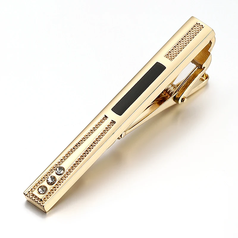 Neue Gold Silber Farbe Strass Kupfer Krawatte Clip Business Party Hochzeit Schmuck Zubehör Für Männer Geschenke