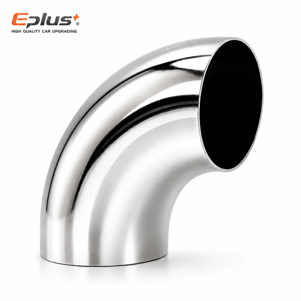 1PCS Universal Stainless Steel 90 Degree Elbow Pipe Polished Weld‑On Pipe Fitting Bend Tube for Car Exhaust Muffler Replacement