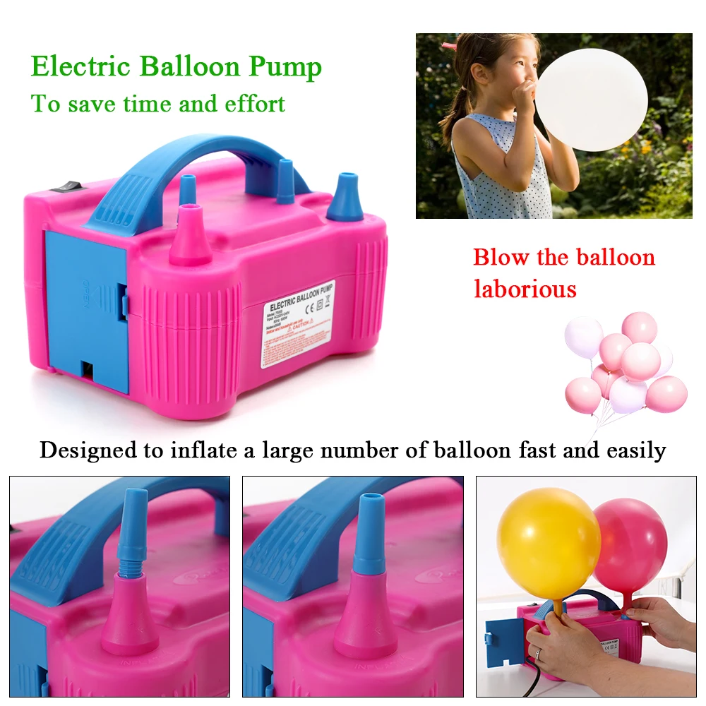 220V-240V Electric High Power Two Nozzle Air Blower Balloon Inflator Pump Fast Portable Inflatable Tool