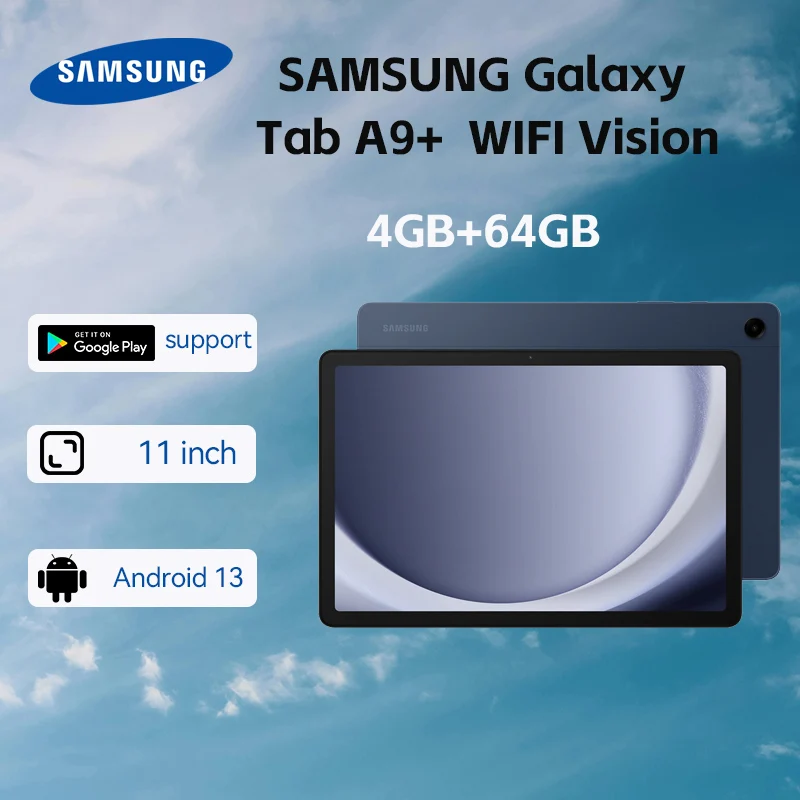 

SAMSUNG Galaxy Tab A9 plus Планшет 11 дюймов 4 + 64 ГБ Android-планшет, 2,2 ГГц, 1,8 ГГц A9+ Tablo Quad Динамики, Тонкий X210 WiFi Vision